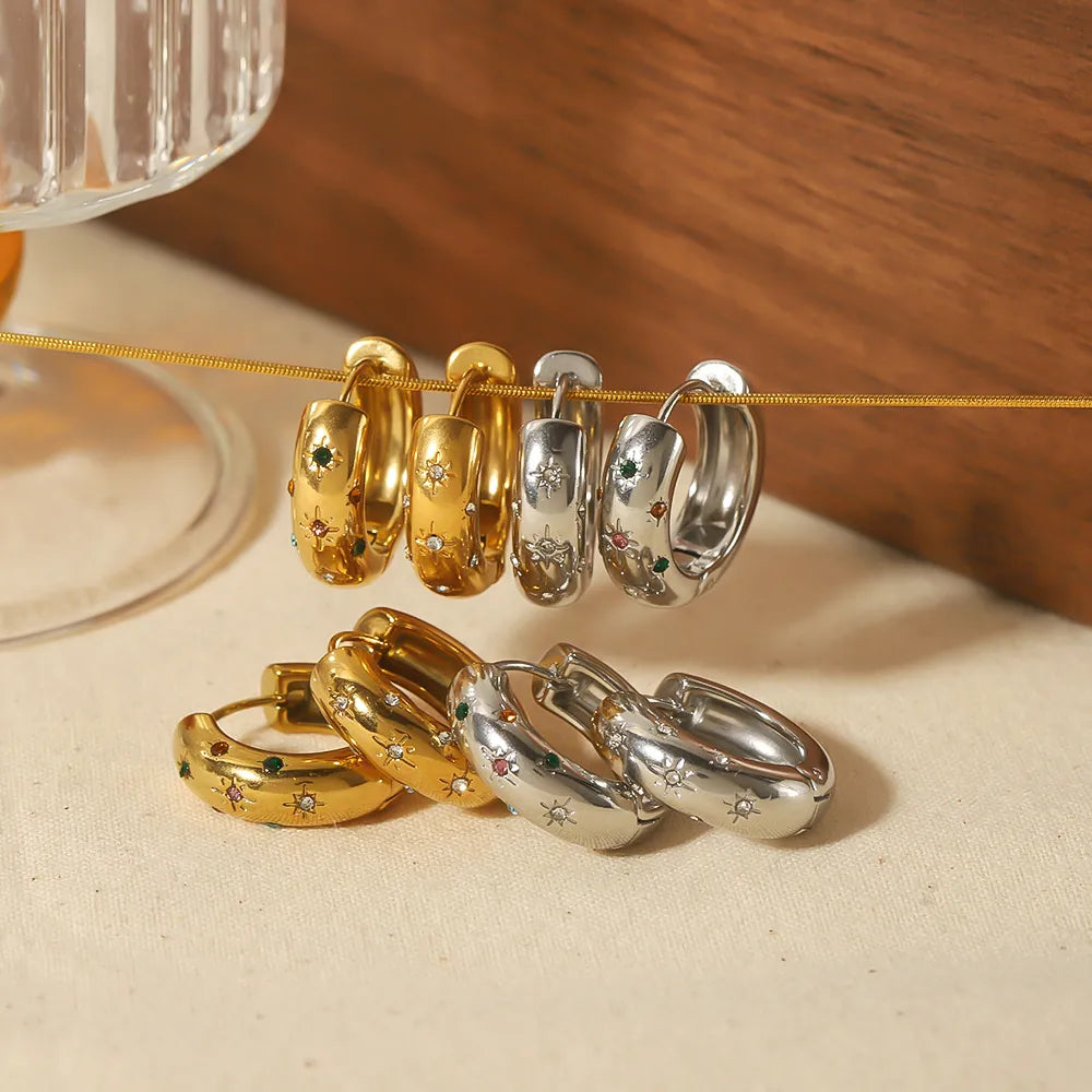 Aretes de Argolla en Acero Inoxidable Enchapado en Oro