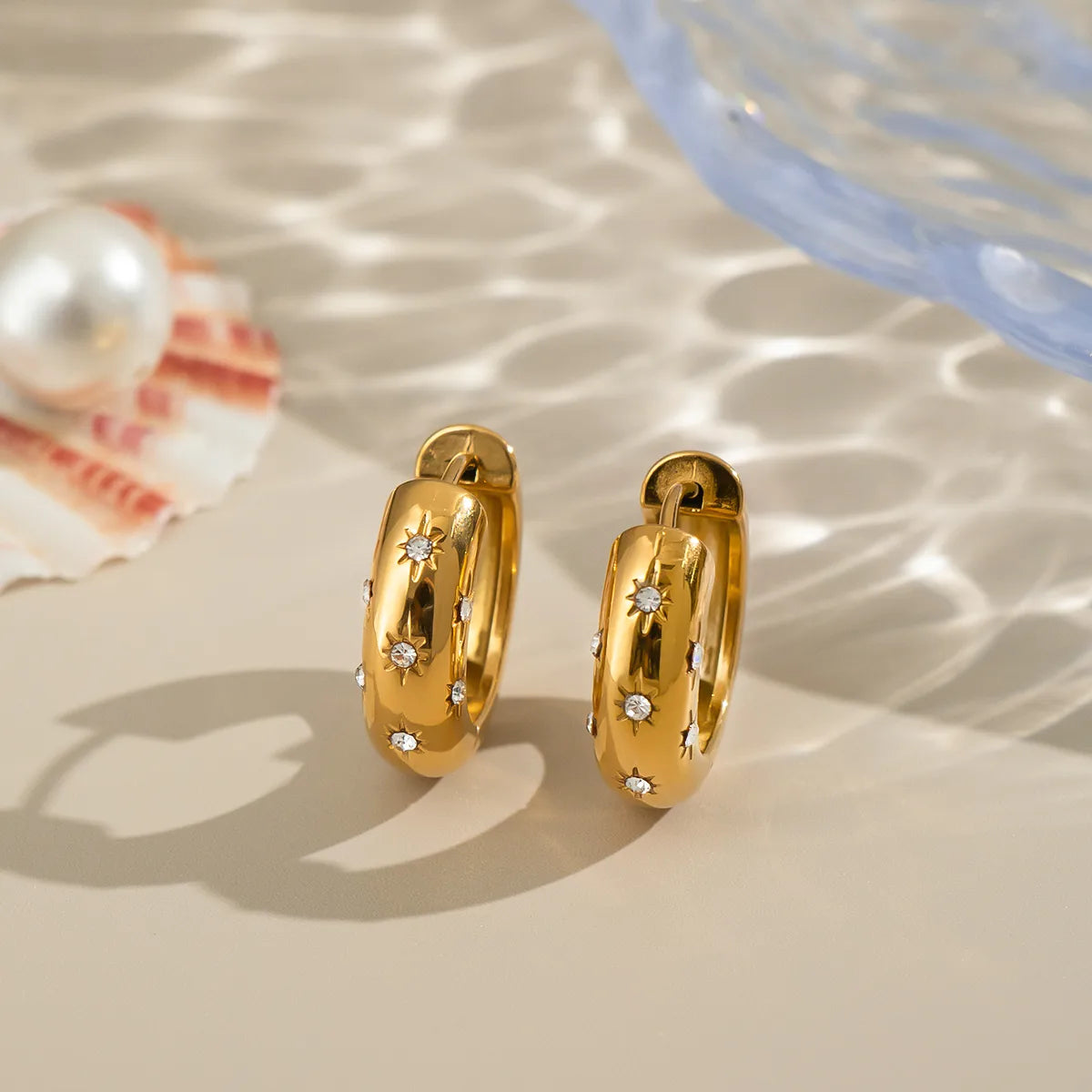 Aretes de Argolla en Acero Inoxidable Chapado en Oro
