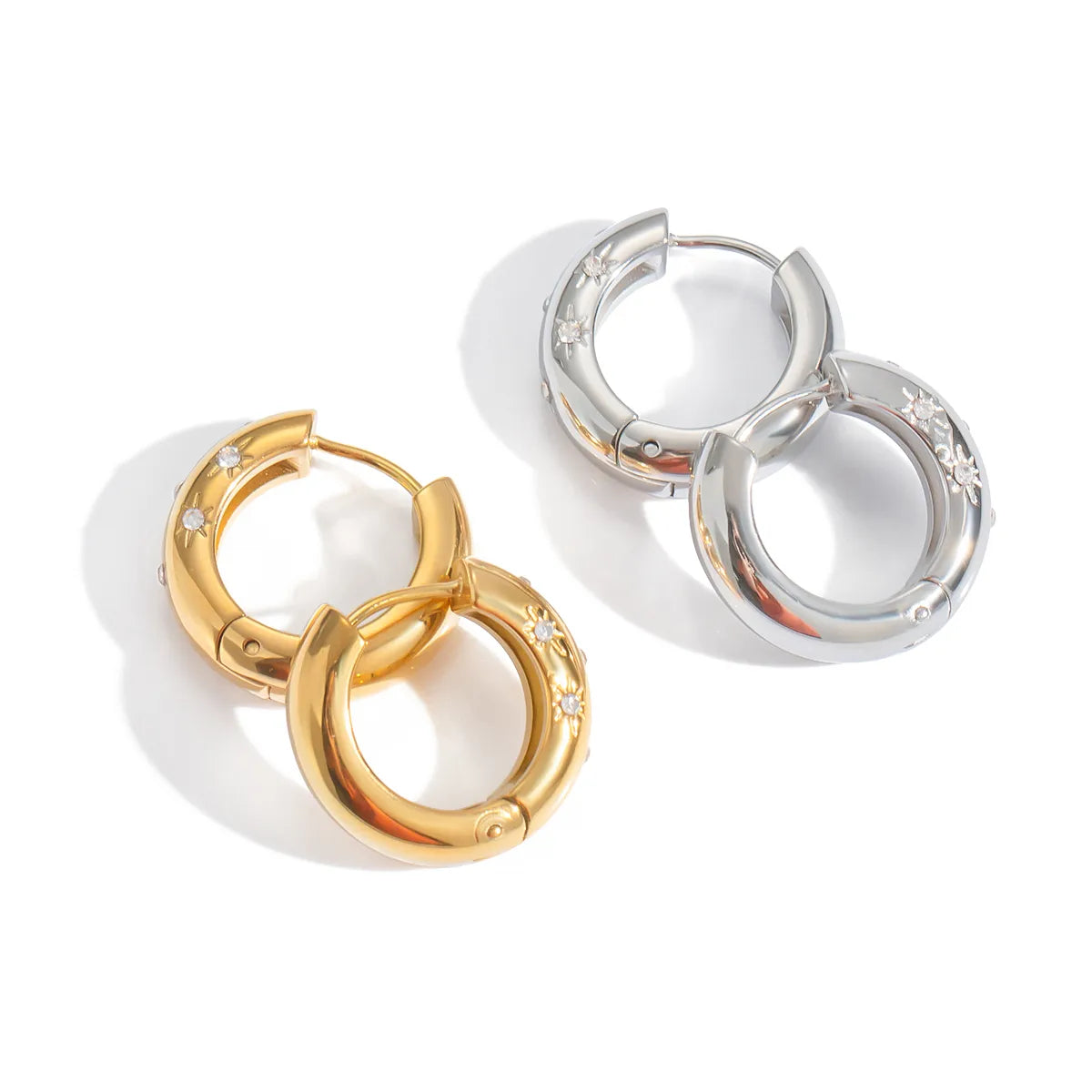 Aretes de Argolla en Acero Inoxidable Chapado en Oro