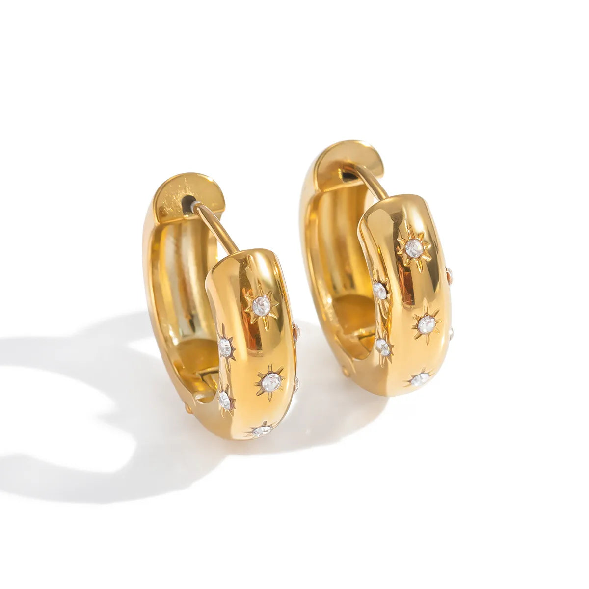 Aretes de Argolla en Acero Inoxidable Chapado en Oro