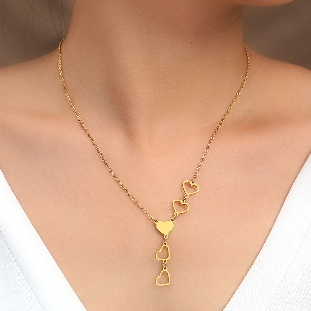 Collar de Corazones en Acero Inoxidable 316L