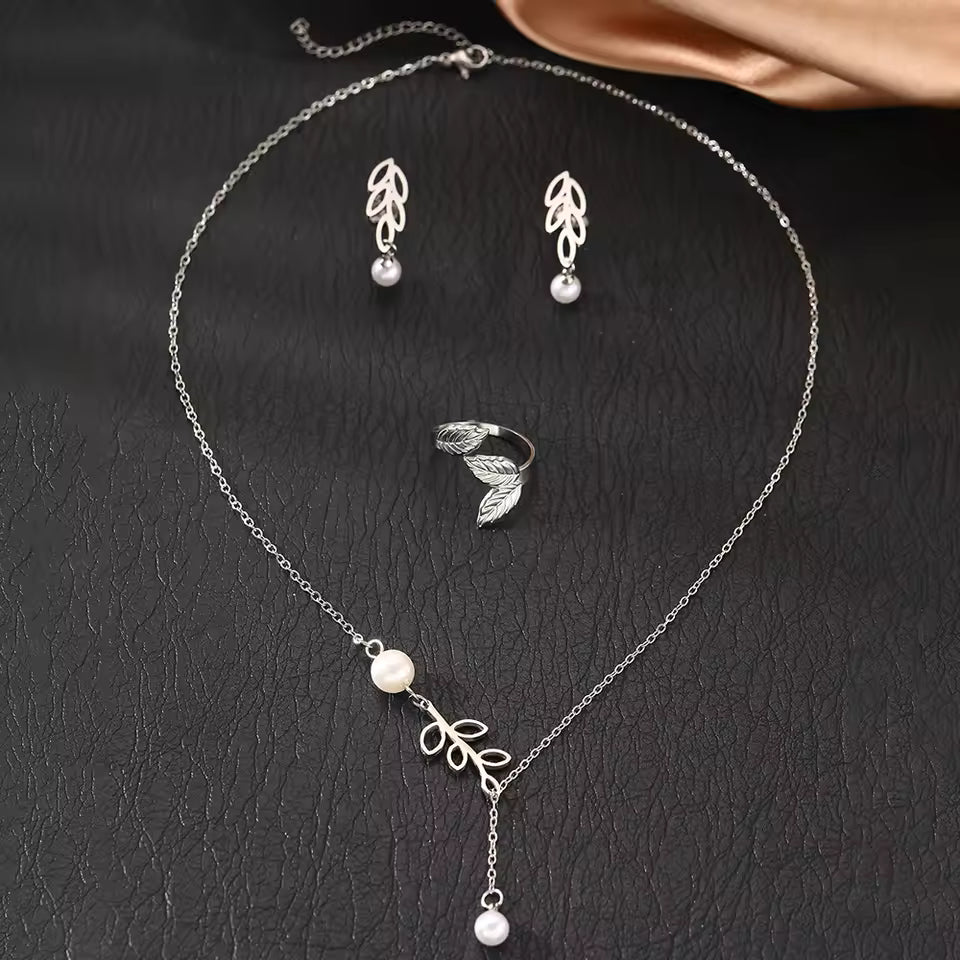 Conjunto de Collar, Aretes y Anillo en Acero Inoxidable 316L