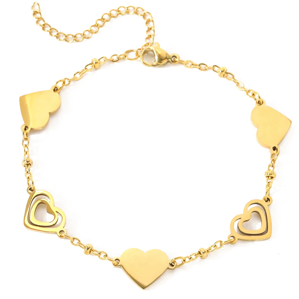 Pulsera Doble Corazón en Acero Inoxidable