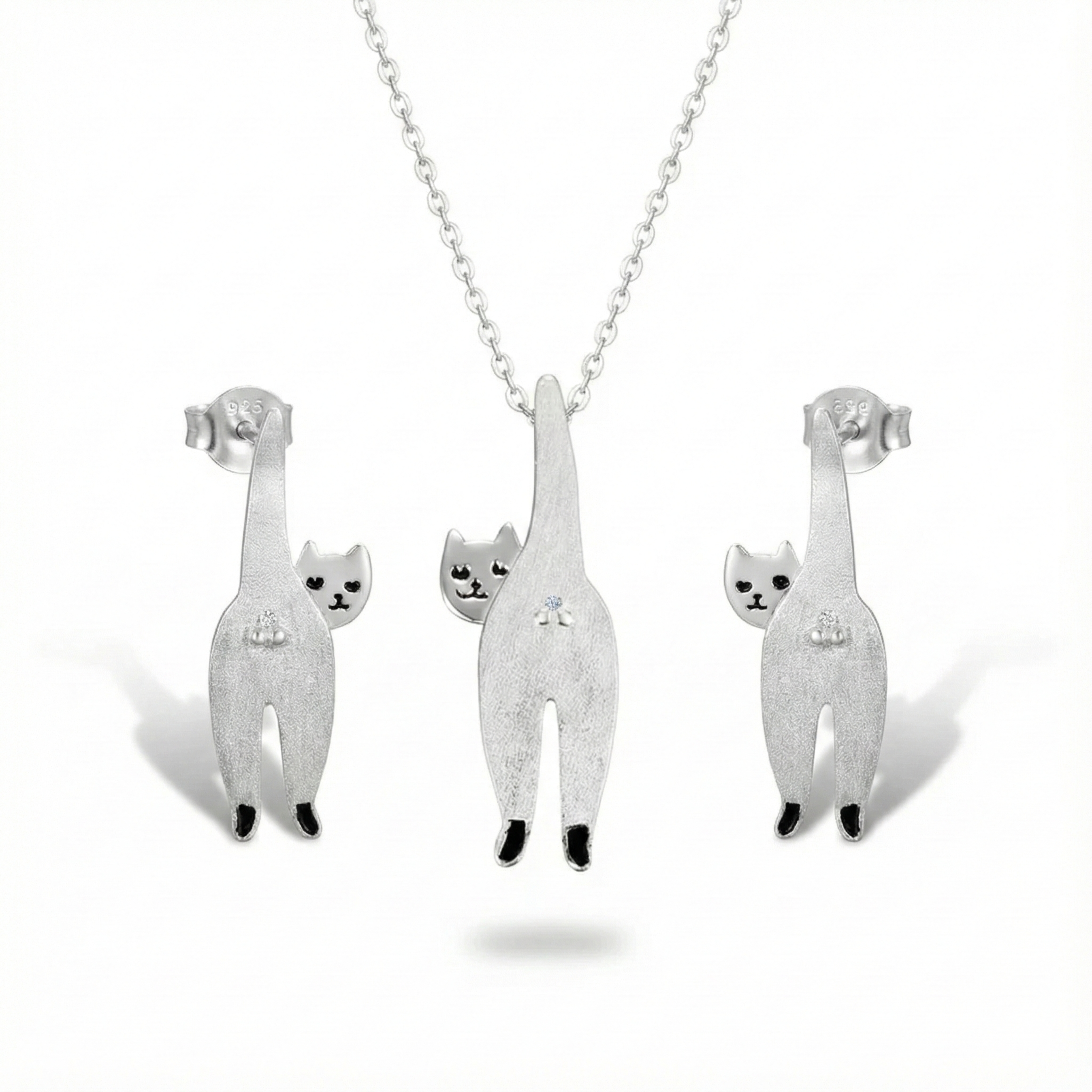 Conjunto Exclusivo Cat Lover en Plata 925