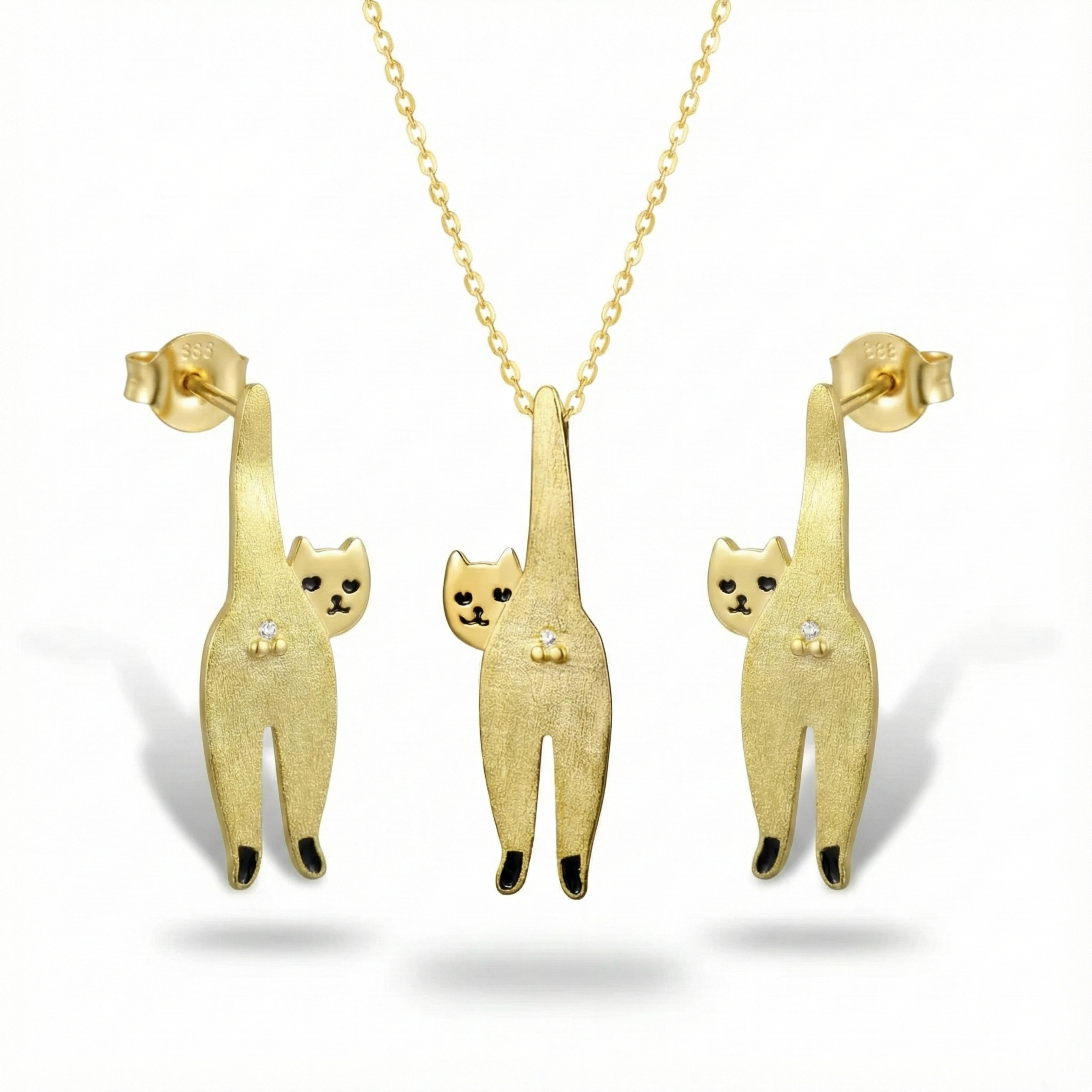 Conjunto Exclusivo Cat Lover en Plata 925