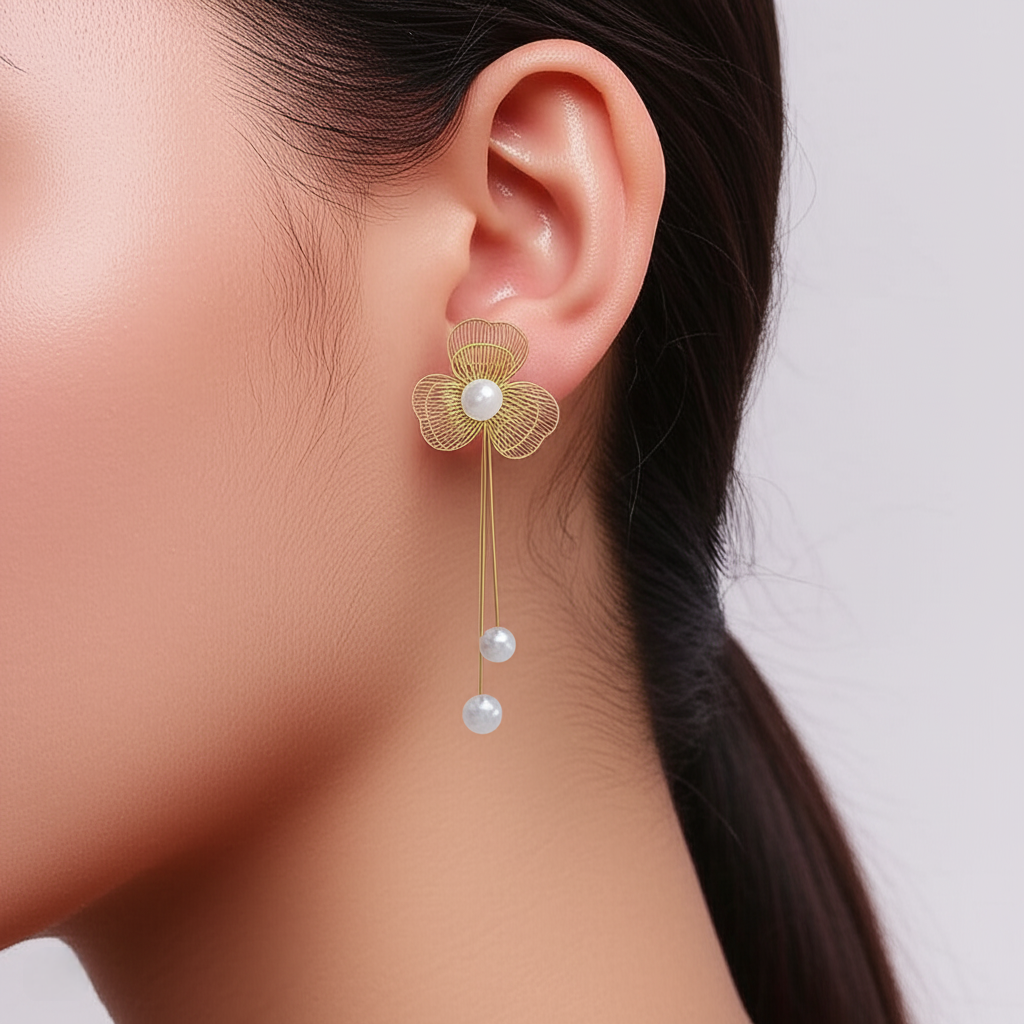 Aretes Estilo Retro en Acero Inoxidable Chapado en Oro